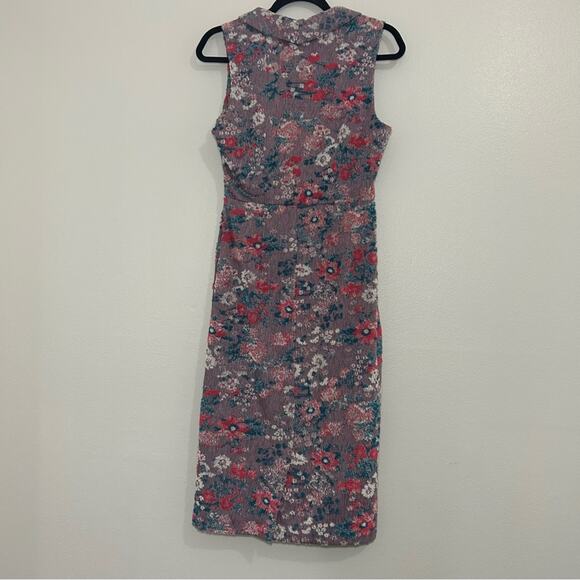 Anthropologie Maeve Purple Floral Sleeveless Jacquard Dress Size 4 - Picture 7 of 11